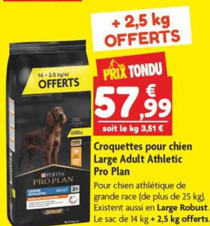croquettes pour chien large adult athletic pro plan