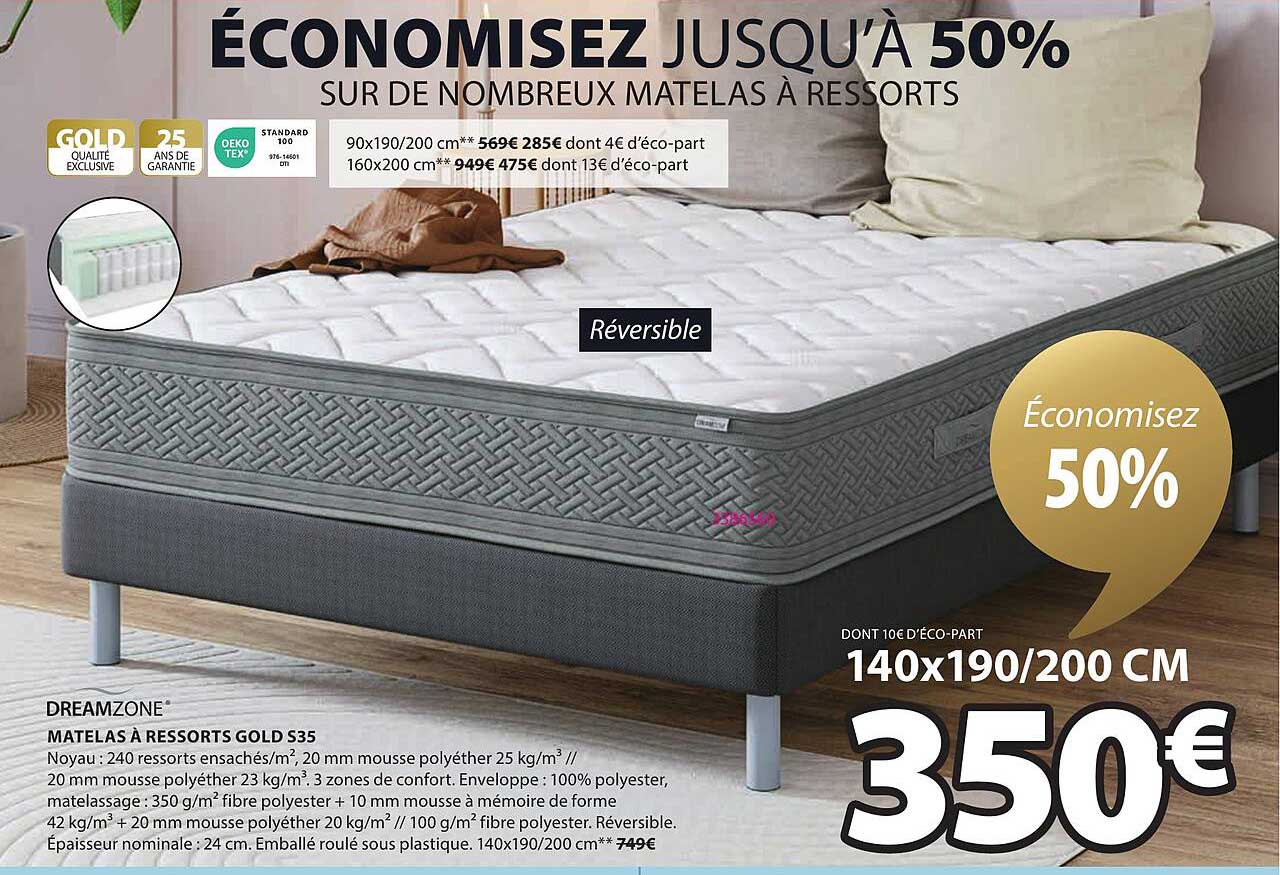 Dreamzone Matelas à Ressorts Gold S35