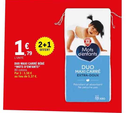 duo maxi carré bébé "mots d'enfants"