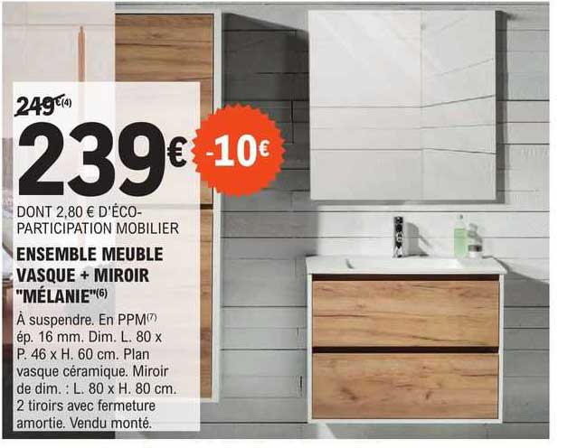 ensemble meuble vasque + miroir "mélanie"