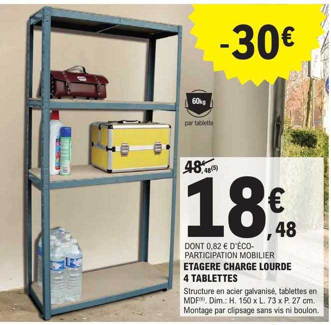 étagère charge lourde 4 tablettes