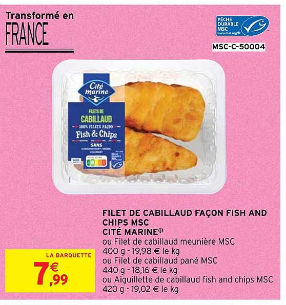 filet de cabillaud façon fish and chips msc cité marine