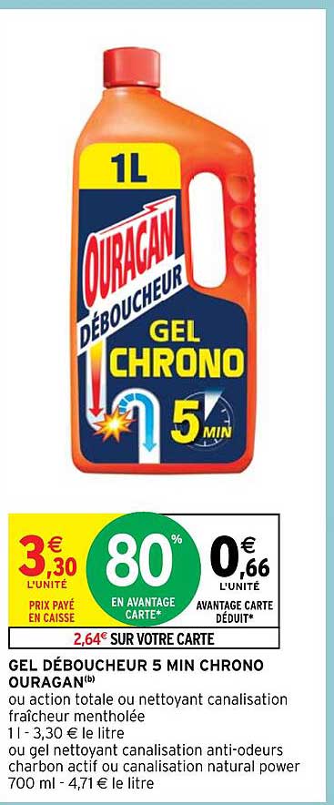 gel déboucheur 5 min chrono ouragan