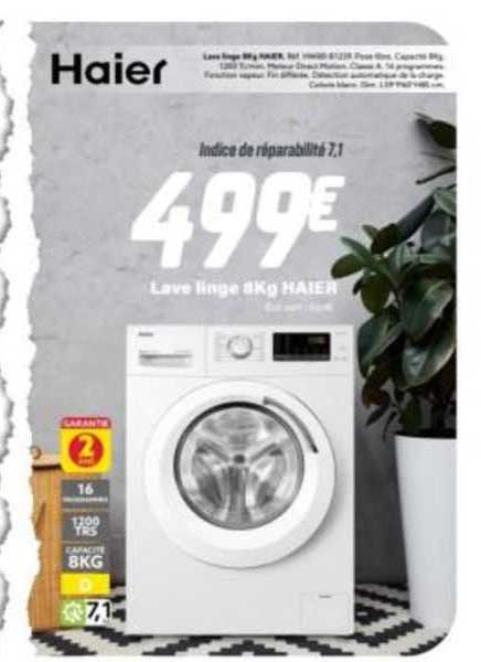 haier lave linge 8kg haier