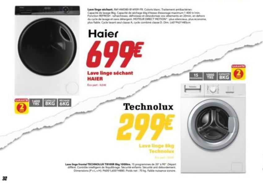 haier lave linge séchant haier lave linge 8kg technolux