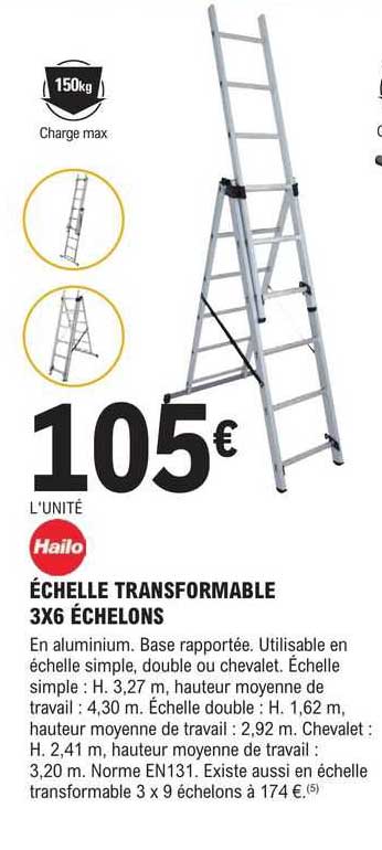 Hailo échelle Transformable 3x6 échelons