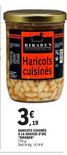haricots cuisinés à la graisse d'oie "biraben"