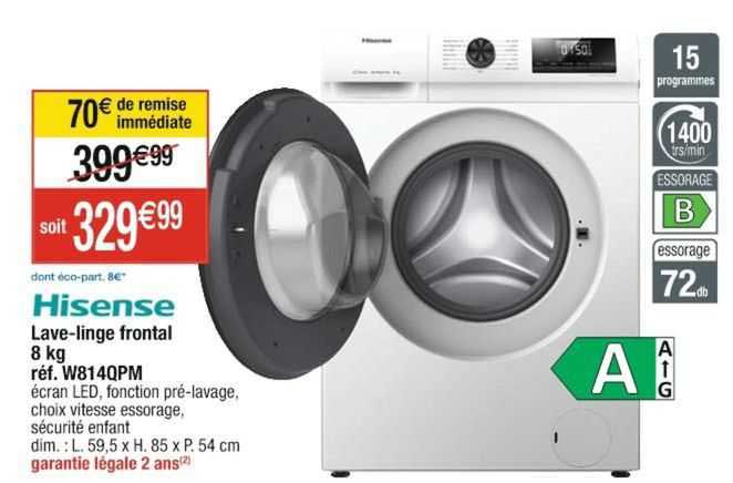 hisense lave-linge frontal 8kg