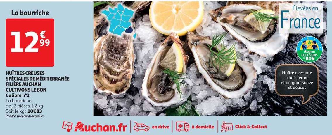 huîtres creuses spéciales de méditerranée filière auchan cultivons le bon