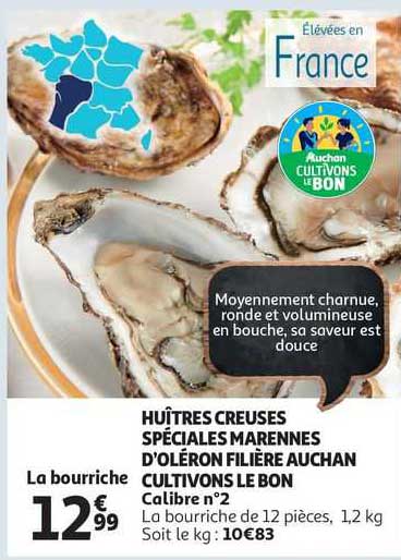 Huîtres Creuses Spéciales Marennes D'oléron Filière Auchan Cultivons Le Bon