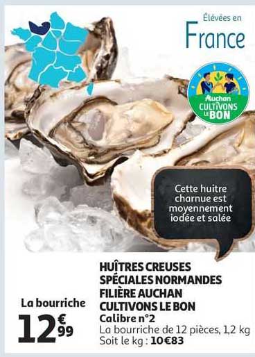huîtres creuses spéciales normandes filière auchan cultivons le bon