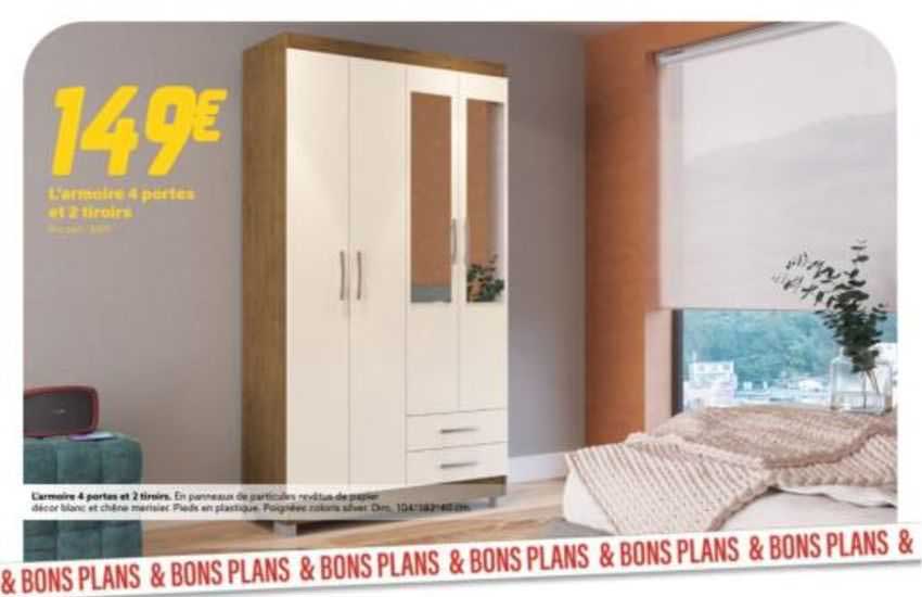 l'armoire 4 portes et 2 tiroirs