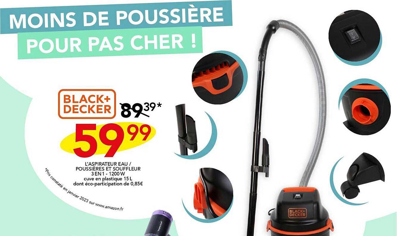 l'aspirateur eau / poussières et souffleur 3 en 1 black + decker