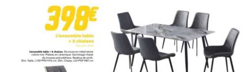 l'ensemble table + 6 chaises