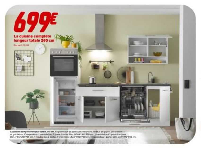 la cuisine complète longueur totale 260 cm