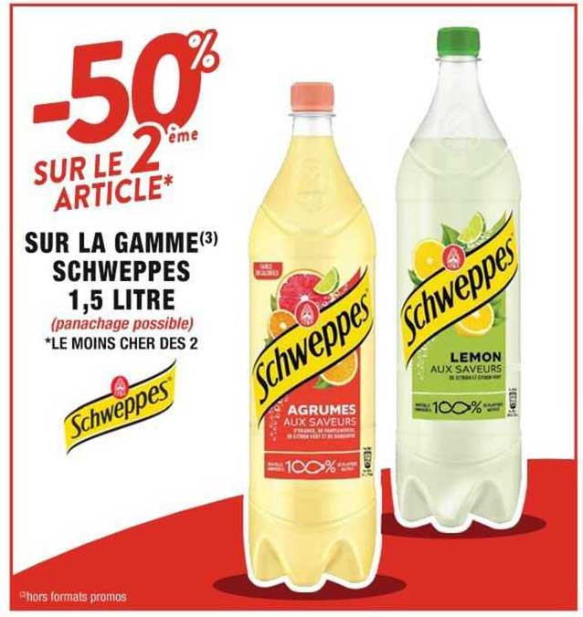 la gamme schweppes 1,5 litre