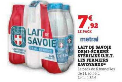lait de savoie demi-écremé stérilisé u.h.t. les fermiers savoyards