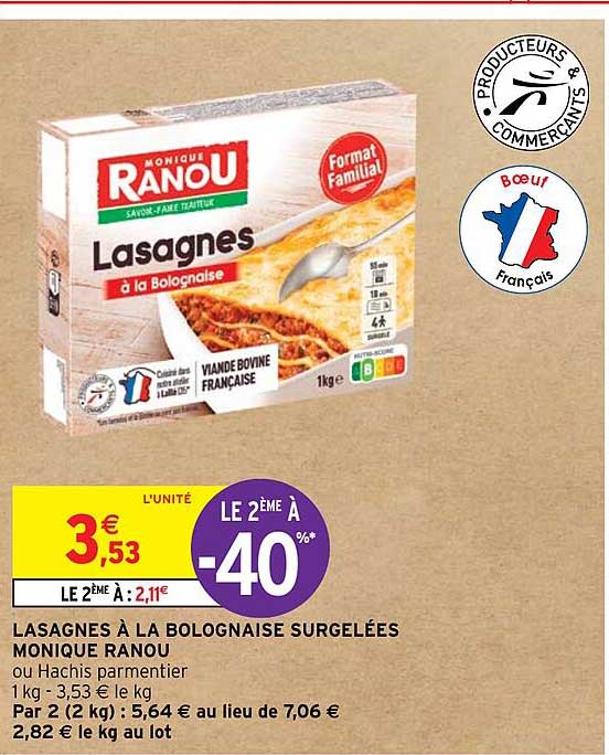 lasagnes à la bolognaise surgelées monique ranou