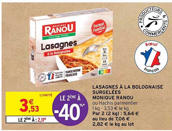 lasagnes à la bolognaise surgelées monique ranou
