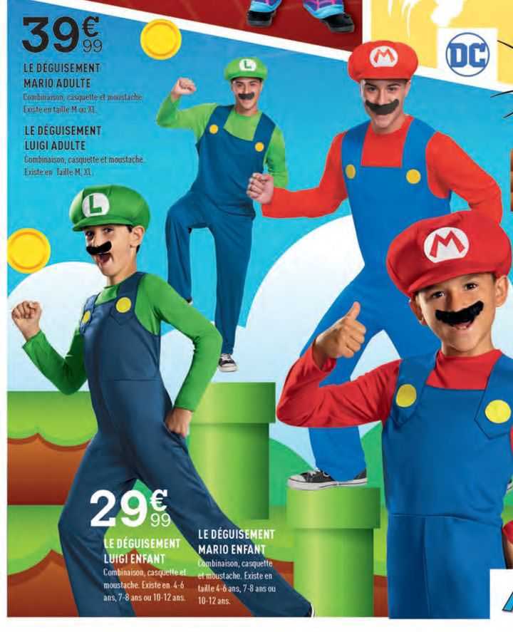 le déguisement de luigi enfant, le déguisement de mario enfant