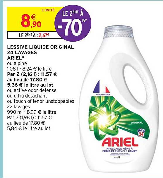 lessive liquide original 24 lavages ariel