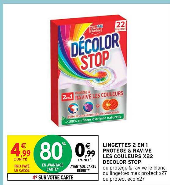 lingettes 2 en 1 protège & ravive les couleurs x22 décolor stop