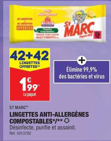Lingettes Anti-allergènes Compostables St Marc