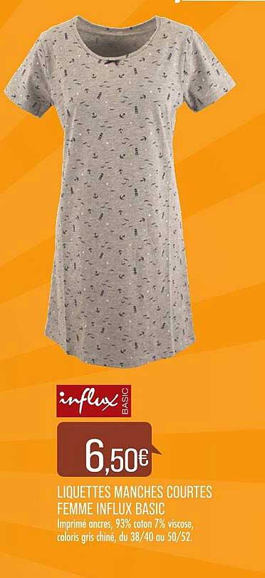 liquettes manches courtes femme influx basic