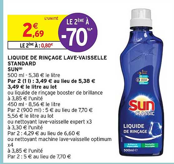 liquide de rinçage lave-vaisselle standard sun