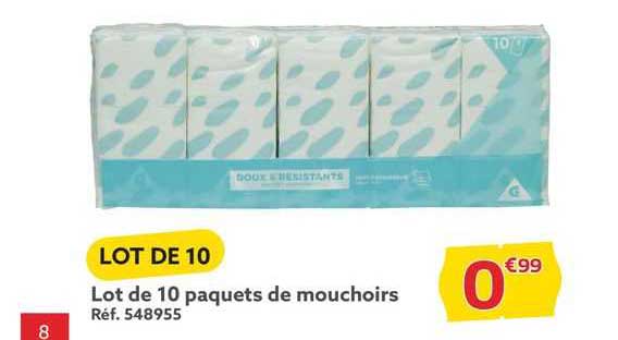 lot de 10 paquets de mouchoirs