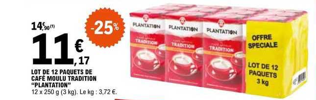 lot de 12 paquets de café moulu tradition "plantation"