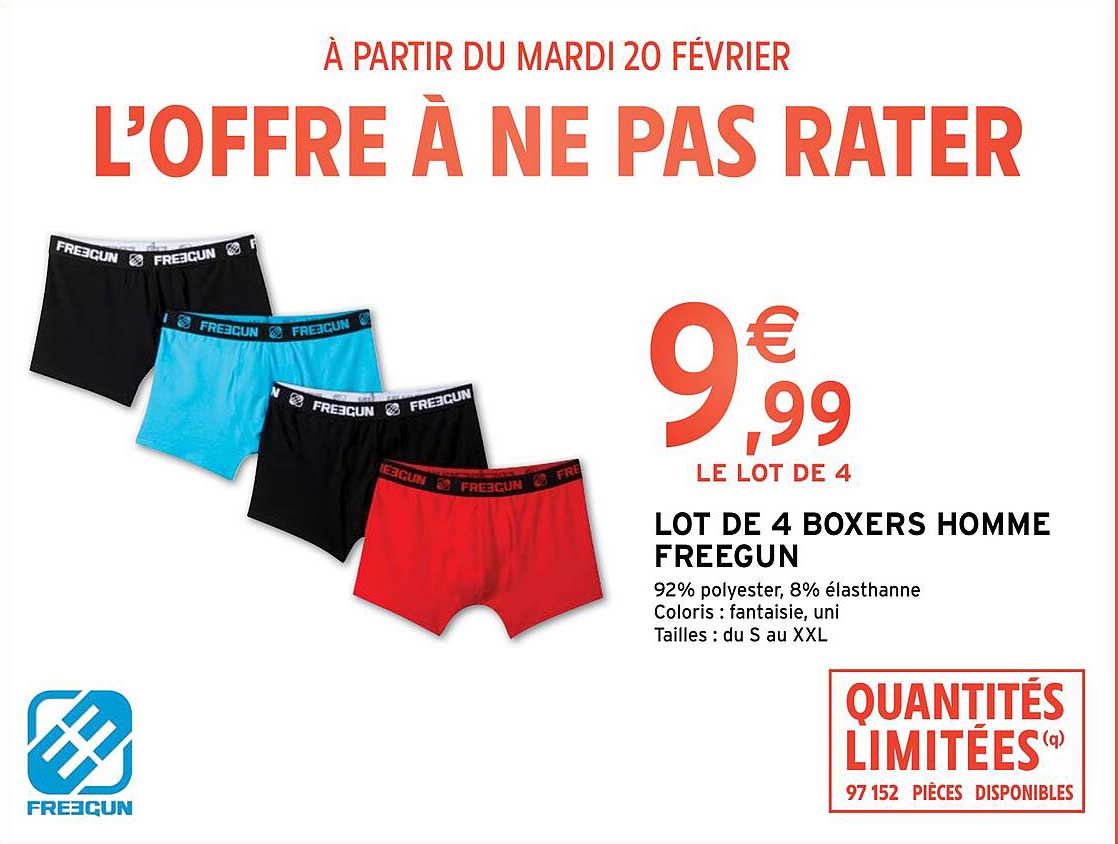Lot De 4 Boxers Homme Freegun