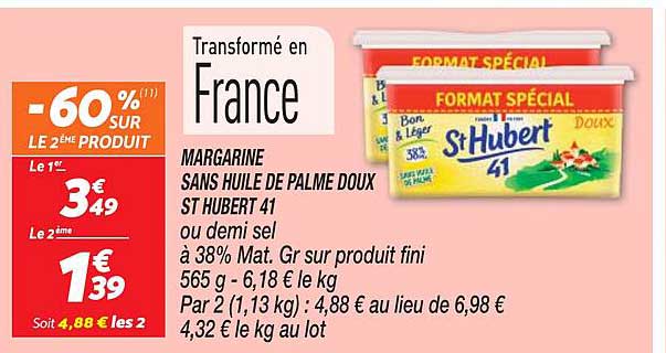 margarine sans huile de palme doux st hubert 41