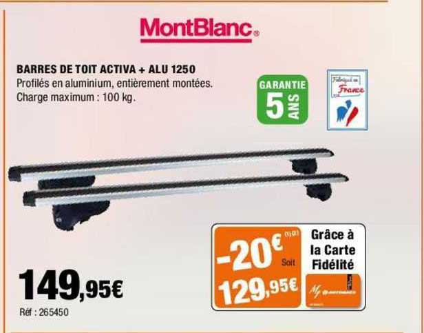 montblanc barres de toit activa + alu 1250
