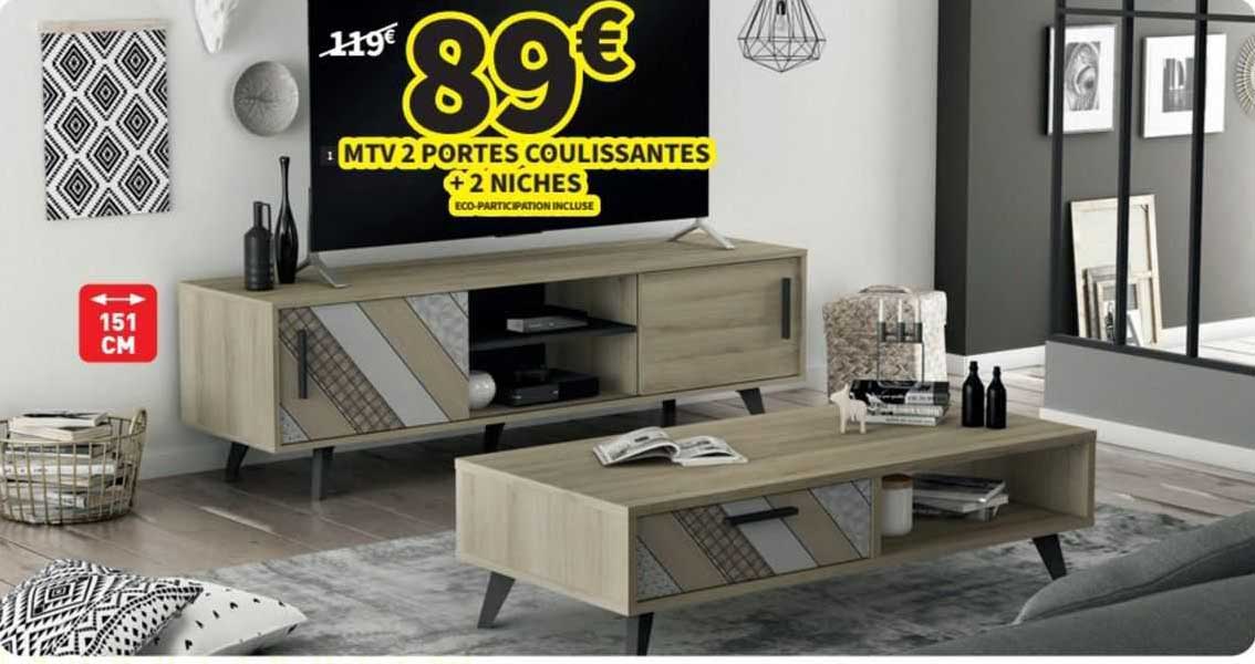 mtv 2 portes coulissantes + 2 niches