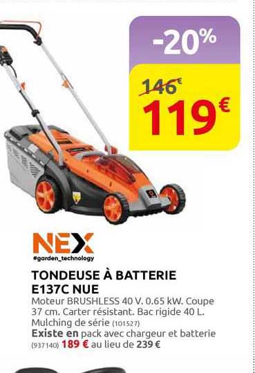 nex tondeuse à batterie e137c nue