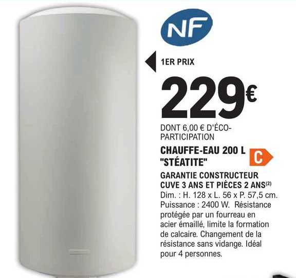 nf chauffe-eau 200 l "stéalite"