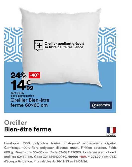 oreiller bien-être ferme 60x60 cm