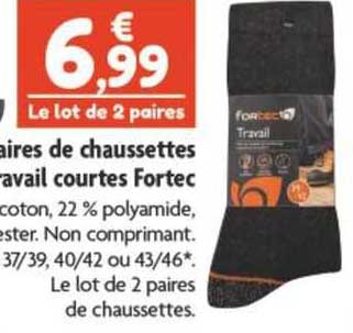paires de chaussettes travail courtes fortec