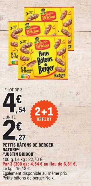 petits bâtons de berger nature "justin bridou"