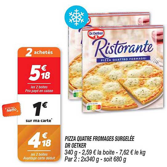 pizza quatre fromages surgelée dr oetker