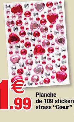 planche de 109 stickers strass "cœur"
