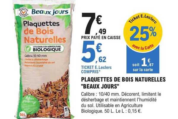 plaquettes de bois naturelles "beaux jours"