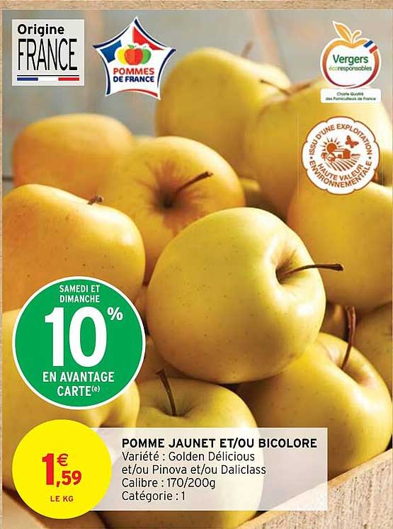 pomme jaune et/ou bicolore