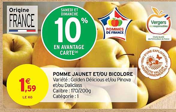 pomme jaunet et/ou bicolore