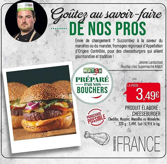 produit élaboré : cheeseburger