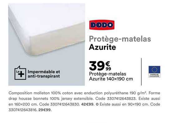 protège-matelas azurite 140x190 cm