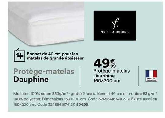 protège-matelas dauphine 160x200 cm