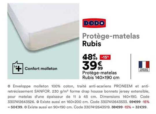 protège-matelas rubis 140x190 cm