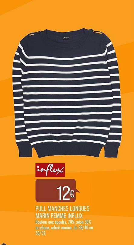 pull manches longues marin femme influx